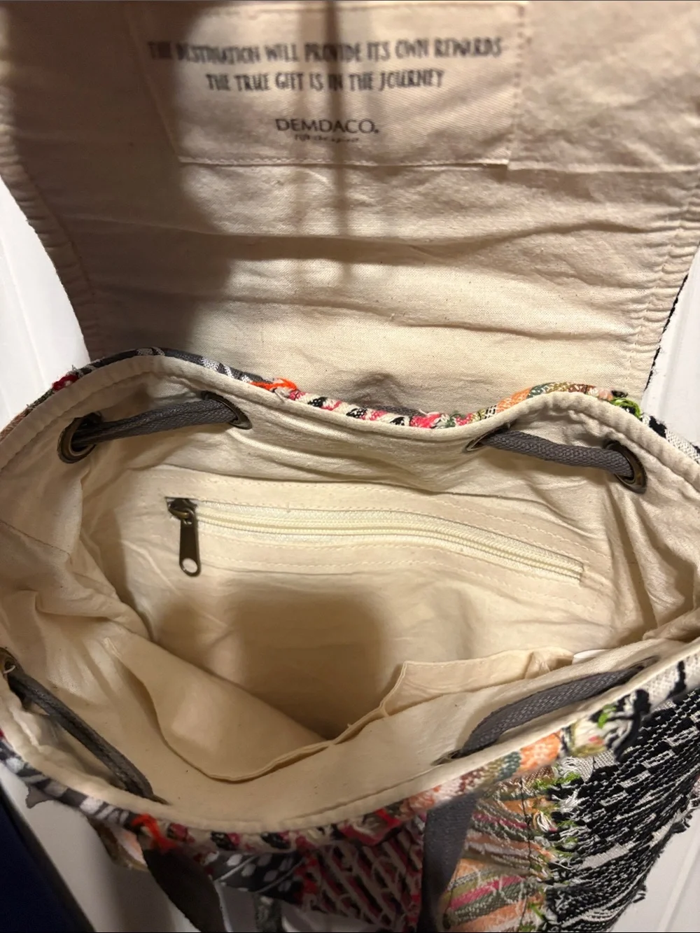Demdaco Multicolor Boho Woven Backpack